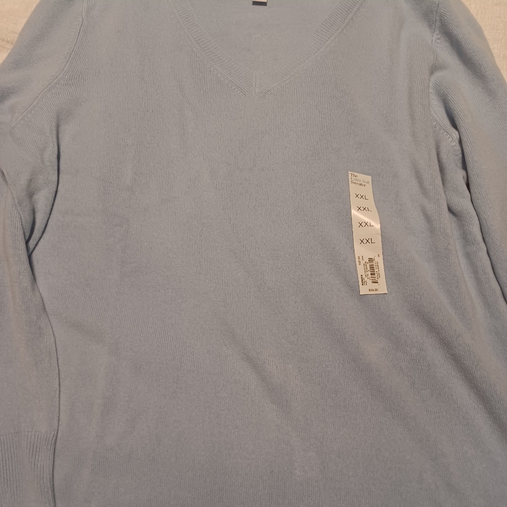 NWT Super soft v neck sweater. Sky blue Size XXL - Picture 8 of 8